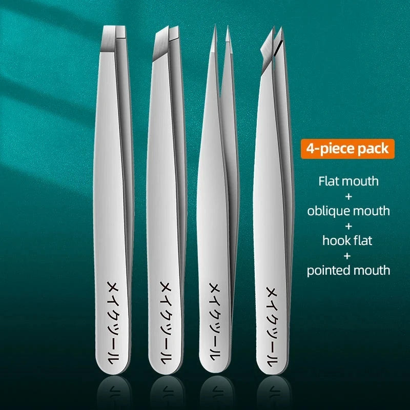 Ensemble de pinces à sourcils Ouriner 4 pièces pinces à sourcils en acier inoxydable ensemble d'outils de beauté professionnels pour la croissance des poils du visage vers l'intérieur