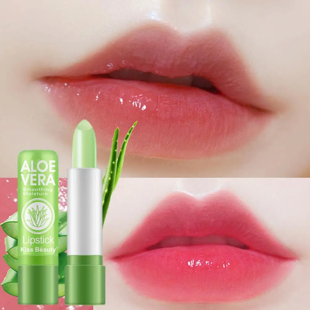 Baume à lèvres hydratant à l'aloe vera, baume à lèvres naturel, rouge à lèvres thermosensible, longue tenue, soin des lèvres, maquillage, 1 pièce