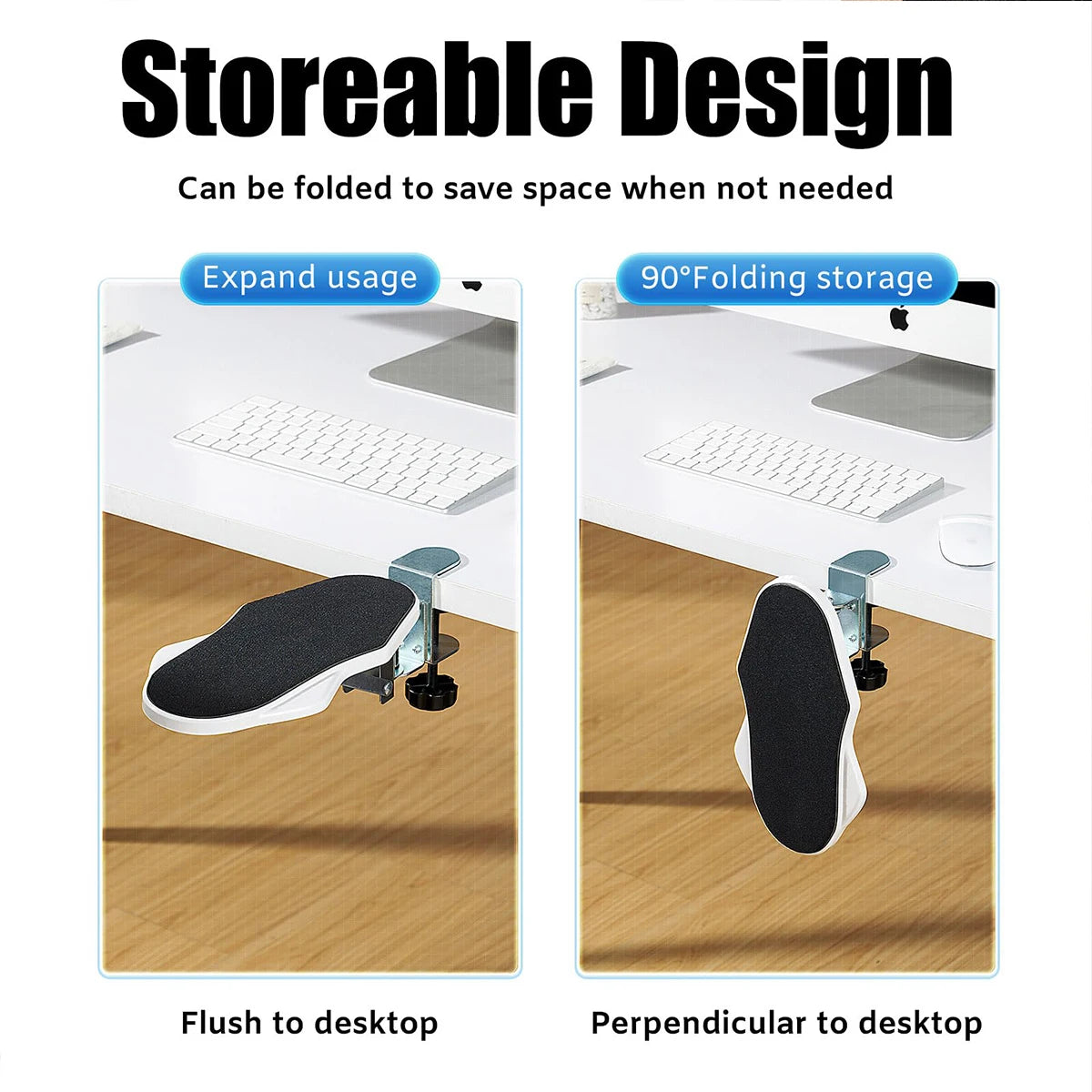 Support de bras pour ordinateur portable (1 pièce) adapté aux bureaux, réglable en rotation, avec plateau d'extension pour le poignet, pour une utilisation à domicile.