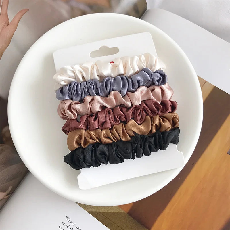 Chouchous élégants pour femmes, 6/18 pièces, Simulation minimaliste, attaches en soie, couleur unie, boucle élastique, queue de cheval, accessoires pour cheveux