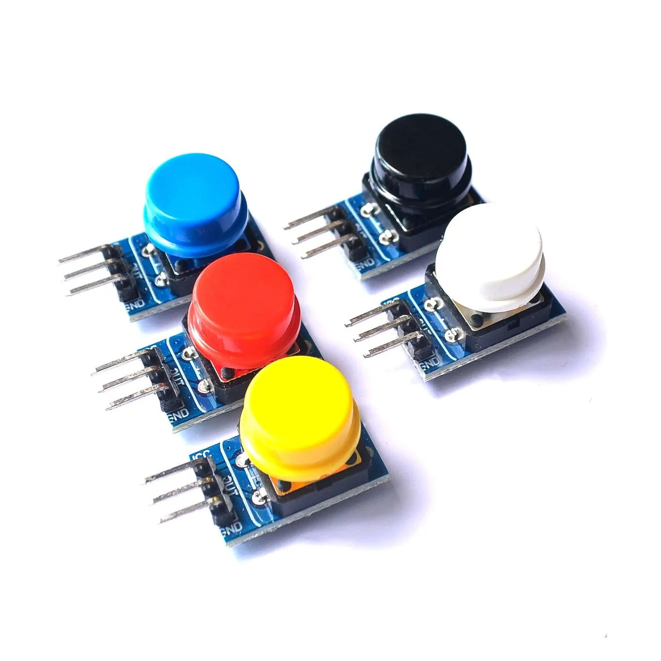 Module de grande clé 12x12mm, 5 pièces, module de gros boutons, module de commutation tactile avec chapeau, sortie de haut niveau pour arduino ou raspberry pi 3