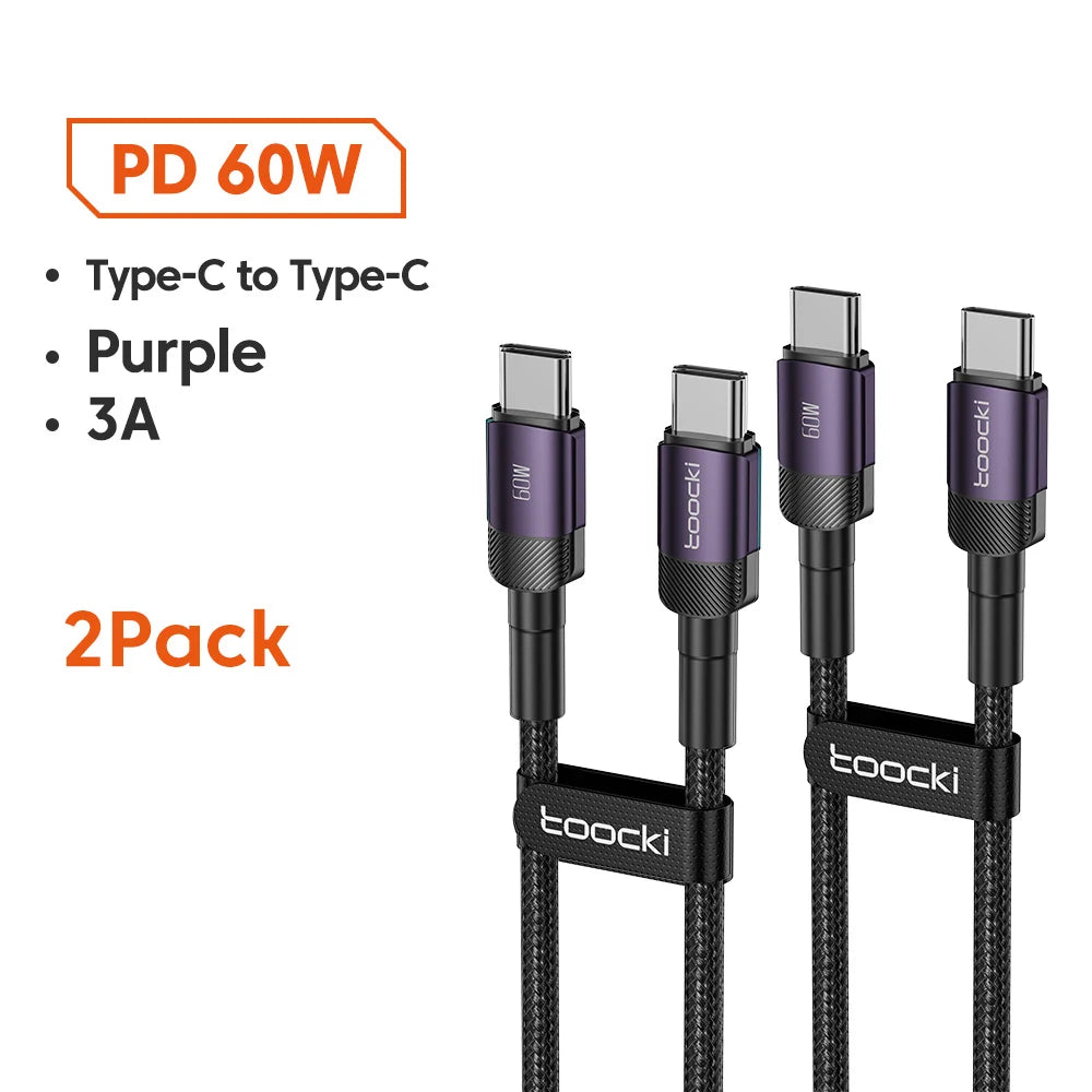 Toocki 100W Type C vers USB C câble PD 3.0 Charge rapide 4.0 Charge rapide Type C vers Type C pour iPhone 15 Macbook Samsung Xiaomi