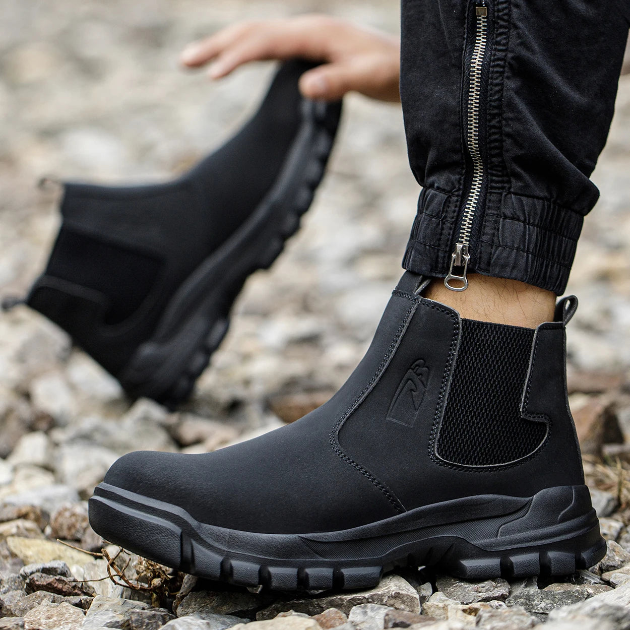 Chaussures de sécurité imperméables pour hommes, bottes en cuir à embout d'acier, chaussures de chantier indestructibles, baskets marron