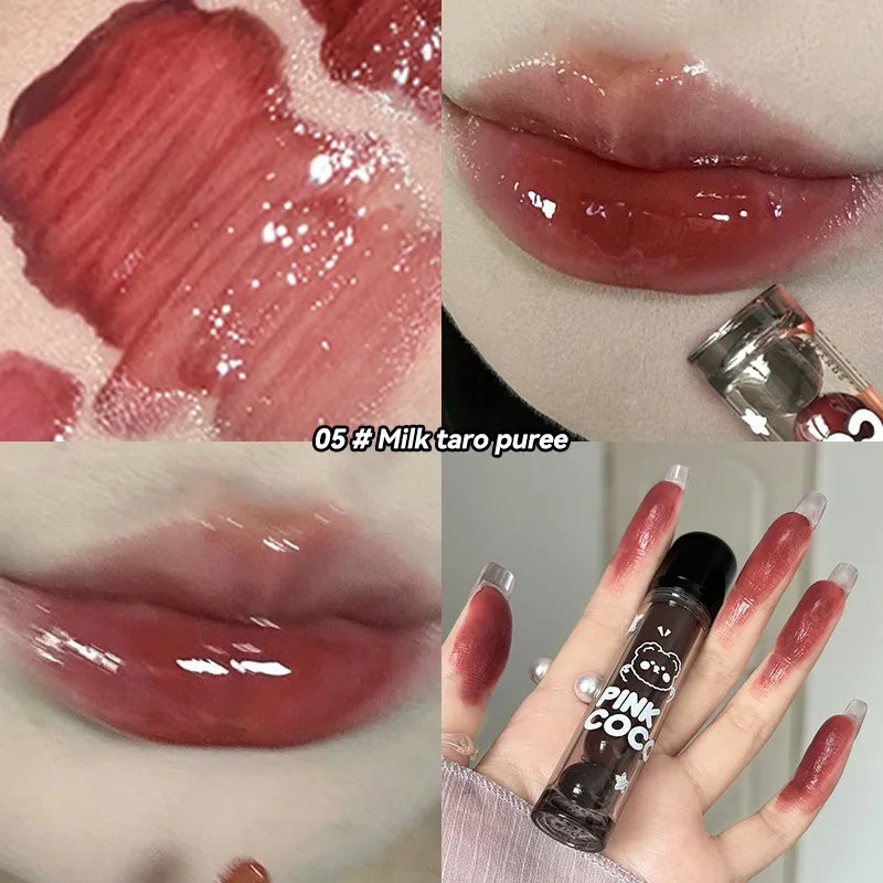 Gloss à lèvres effet miroir Ours Adorable - Rouge à lèvres liquide longue tenue, hydratant et sans transfert, à la texture aqueuse - Brillance luxueuse
