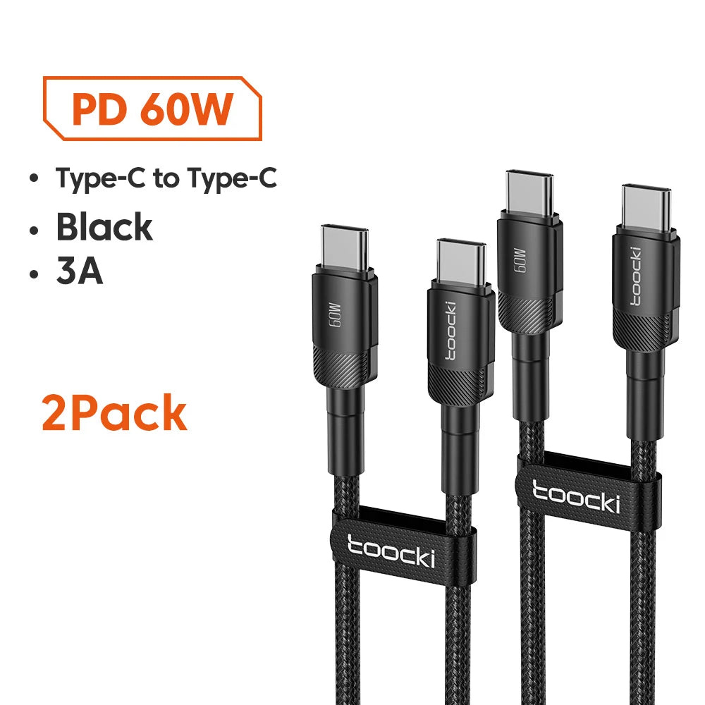 Toocki 100W Type C vers USB C câble PD 3.0 Charge rapide 4.0 Charge rapide Type C vers Type C pour iPhone 15 Macbook Samsung Xiaomi