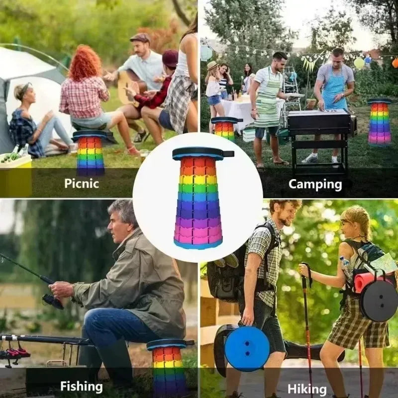 Chaise télescopique pliante portable en plastique, tabouret léger et réglable pour la pêche, la plage et le camping, siège pliable compact pour l'extérieur