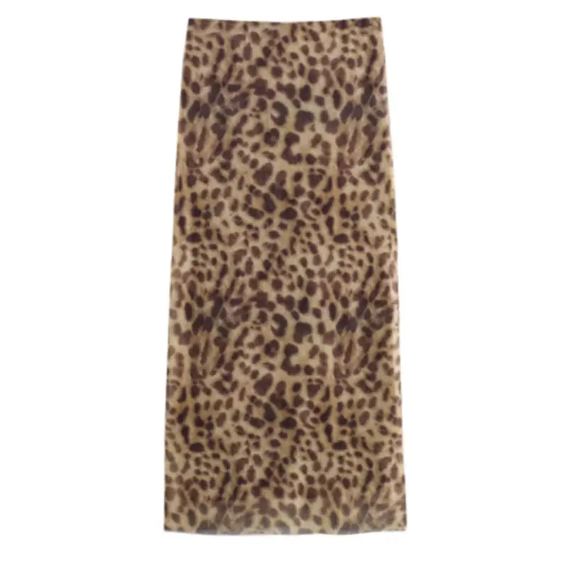 Jupe mi-longue en Tulle léopard pour femmes, mode d'été 2024, taille haute, ceinture élastique, jupes longues, Streetwear