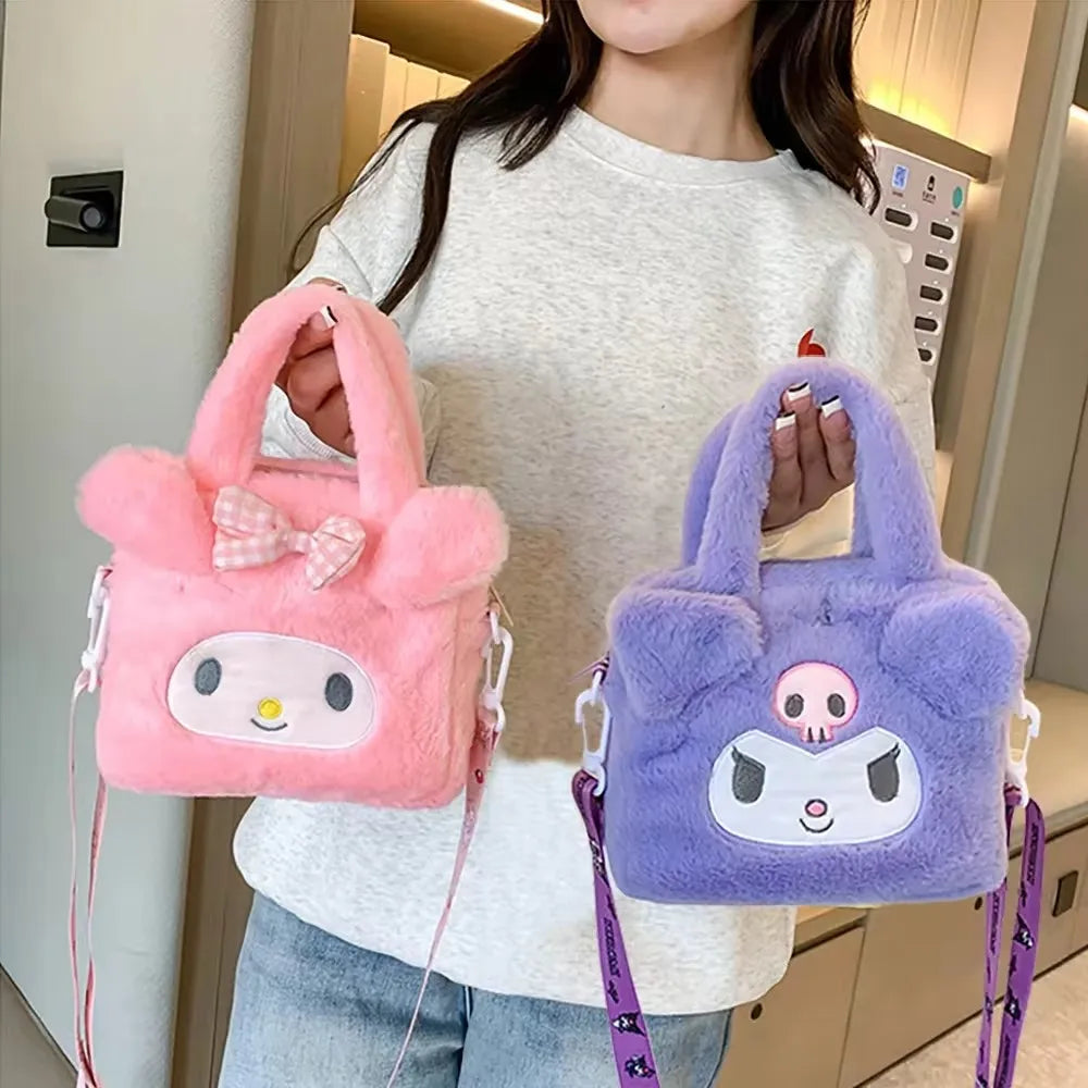 1pc Sanrio sac Kawaii Kuromi cannelle ma mélodie dessin animé en peluche sac à main sac cosmétique voyage sac de rangement femmes fille cadeaux