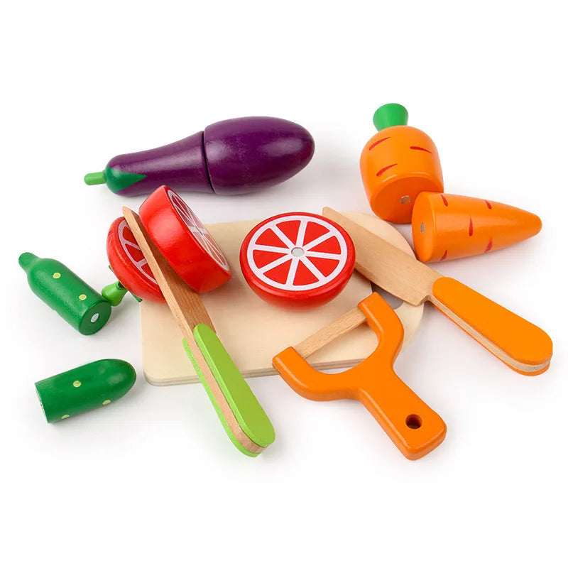 Cuisine de simulation en bois, jeu classique Montessori, jouet éducatif pour enfants, cadeau pour enfants, ensemble de découpe de fruits et légumes