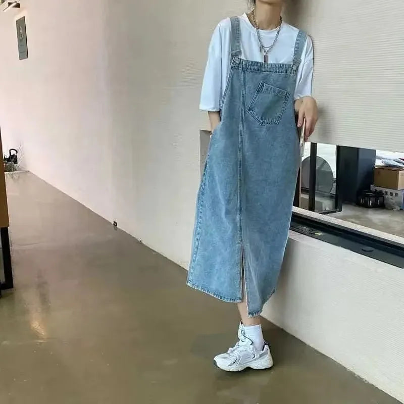Printemps été Denim robe globale femmes sans manches robes en jean mode femme solide Slip décontracté ample Spaghetti sangle robes