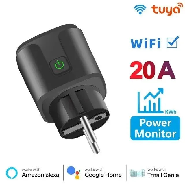 Prise intelligente TUYA WiFi ou Zigbee3.0, ue 16/20A, avec moniteur de puissance, fonction de synchronisation, commande vocale, fonctionne avec Alexa Google Home
