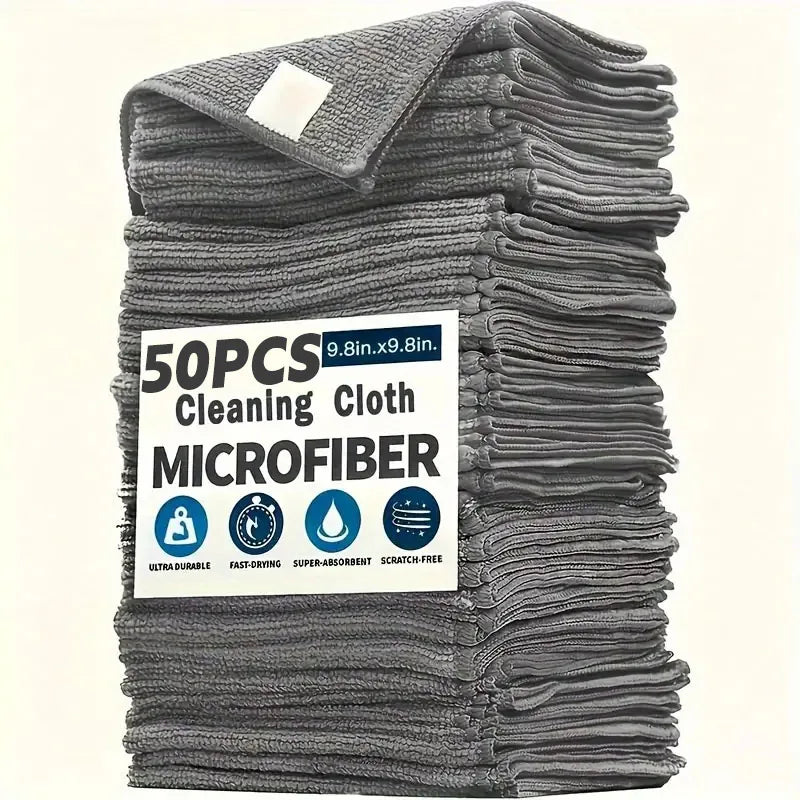 Chiffons de nettoyage en microfibre épaisse, non pelucheux, réutilisables et absorbants pour vitres de voiture.