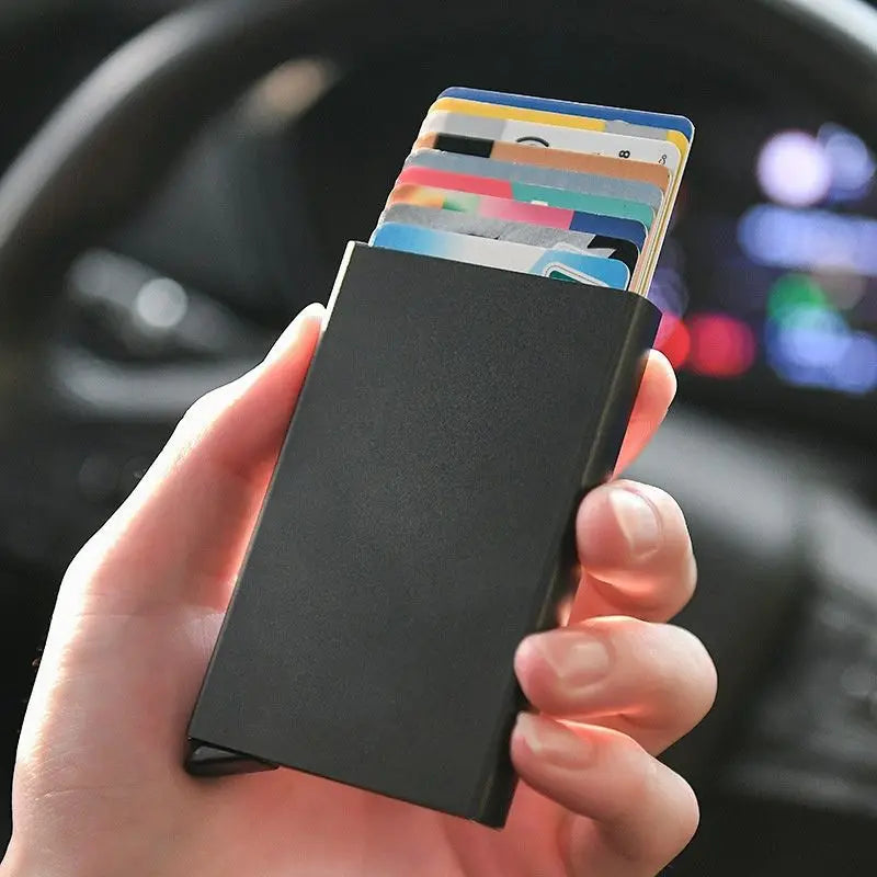 HOMEFISH Portable Metal Card Holder, Slim Mini Wallet, Simple Coin Purse for Men and Women
