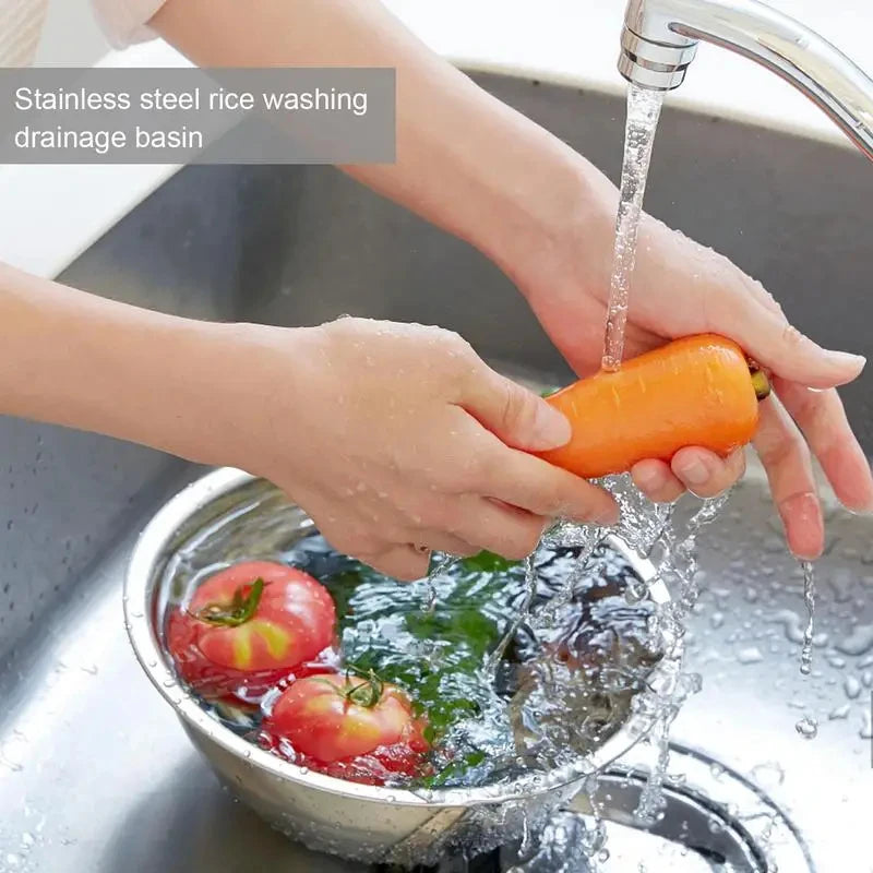 Bol de lavage de riz en acier inoxydable 304, bol de lavage de riz, passoire à riz, passoire à fruits et légumes, outils de cuisine
