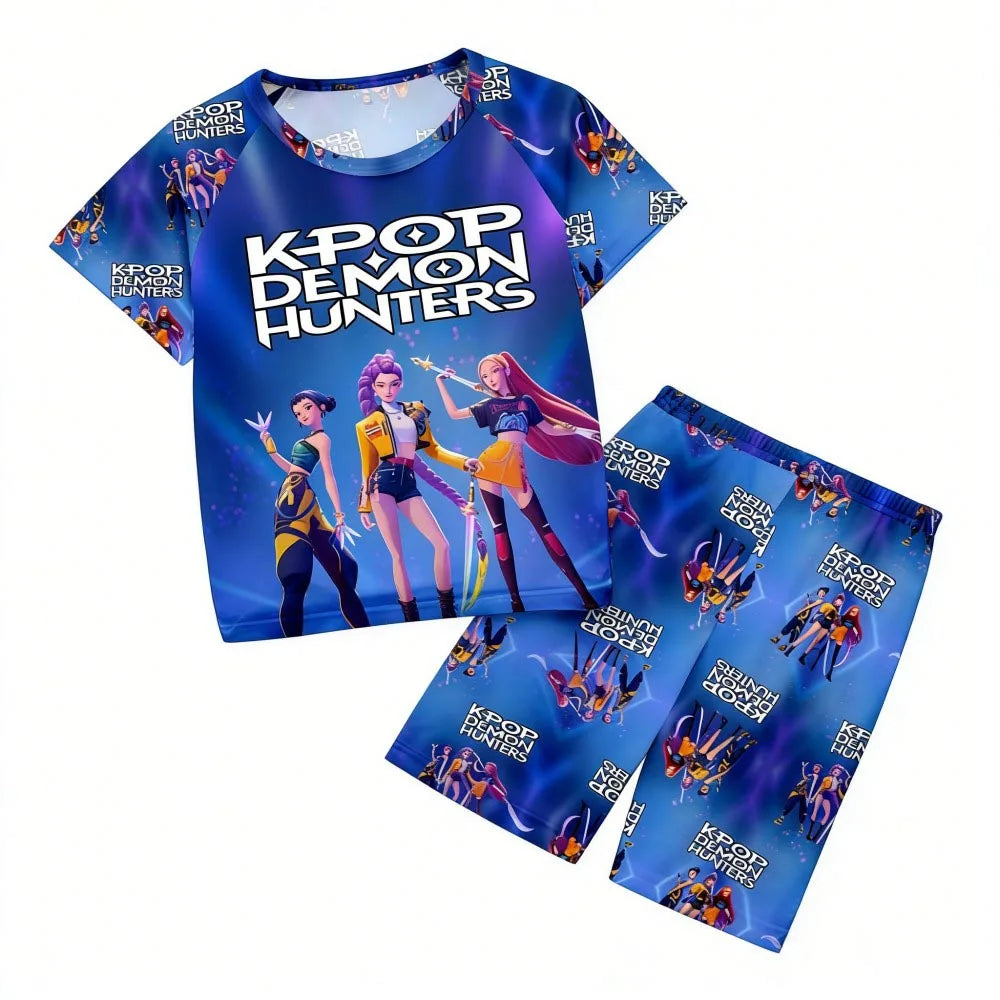 Pyjamas pour filles et enfants de 3 à 12 ans - Pyjama court d'été pour petits garçons - Thème Kpop Demon Hunters