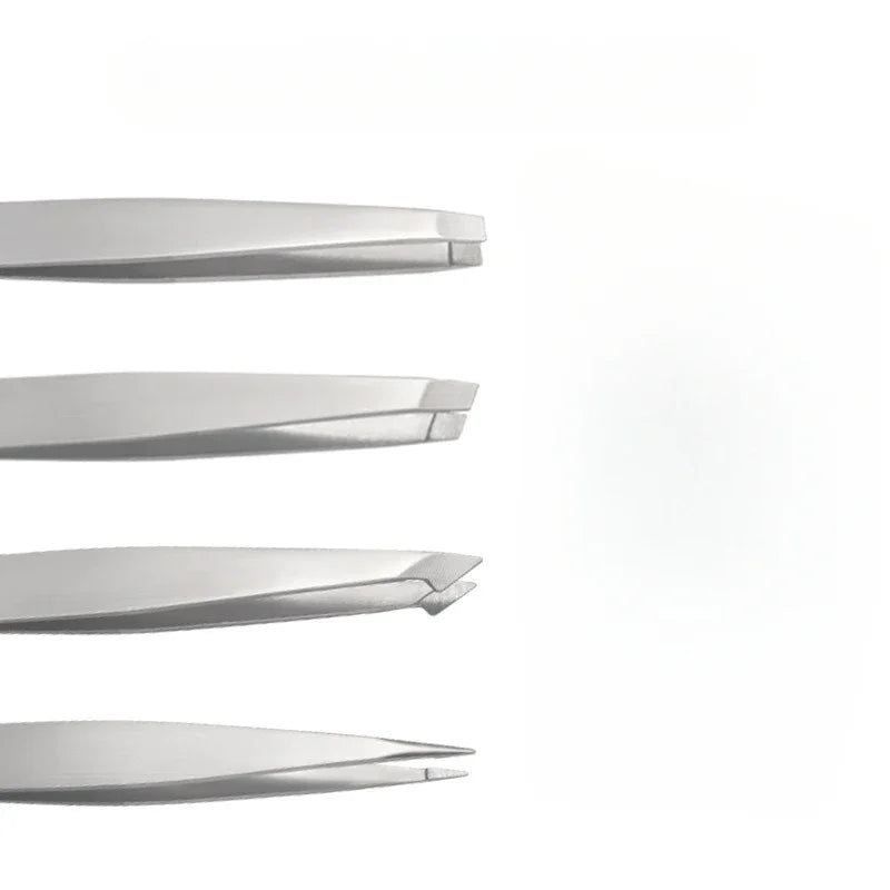Ensemble de pincettes à épiler de précision, 4 pièces, débris de poils du visage et des sourcils et épilation endogène, adaptés aux hommes et aux femmes
