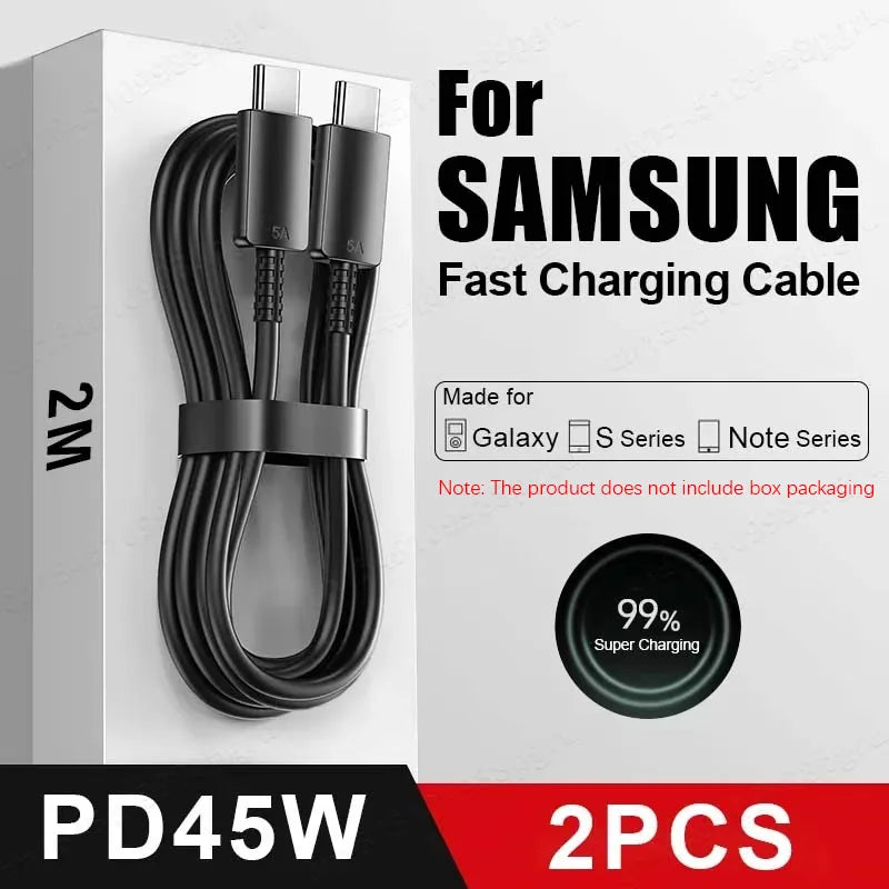 Câble USB type-c PD 45W, 2 pièces, charge Super rapide, pour Samsung Galaxy S20 S21 S22 S23 Ultra Note 10 5G 20 A53 A54