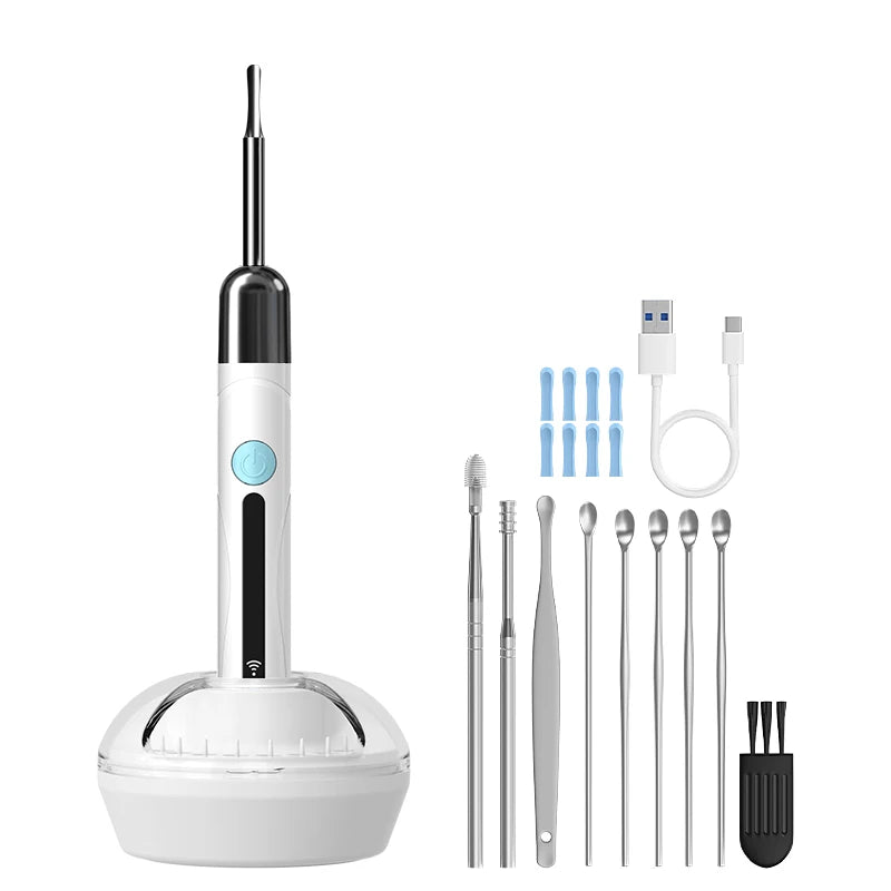 Endoscope WiFi 4.2mm 1080P, caméra de sélection d'oreille avec Base de cuillère d'oreille pour iOS/Android, Otoscope de nettoyage d'oreille avec outil d'élimination du cérumen