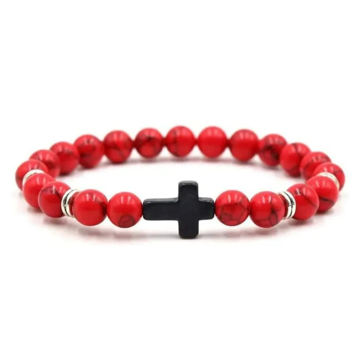 Prière hommes pierre naturelle perles de bois chapelet hématite croix Bracelets Onyx méditation Bracelet femmes Yoga bijoux Homme Pulsera