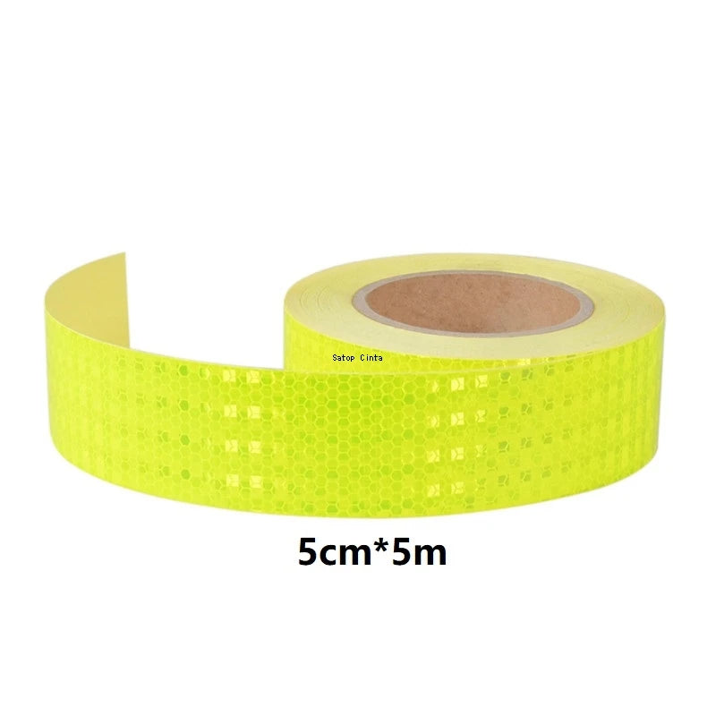 Autocollants réfléchissants jaunes fluorescents pour vélo, 2.5cm/5cm/10cm/20cm x 5m, bande de sécurité d'avertissement étanche à haute visibilité pour véhicule