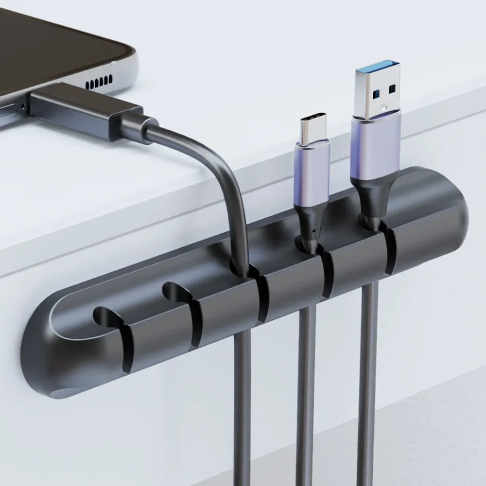 En gros Clips support de câble pour souris, casque, organisateur de fil, organisateur de câble, enrouleur de câble USB en Silicone, gestion bien rangée de bureau