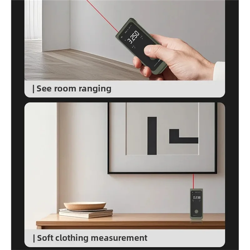 Télémètre laser intelligent avec affichage LED et ruban laser numérique rechargeable, portée de 50 m