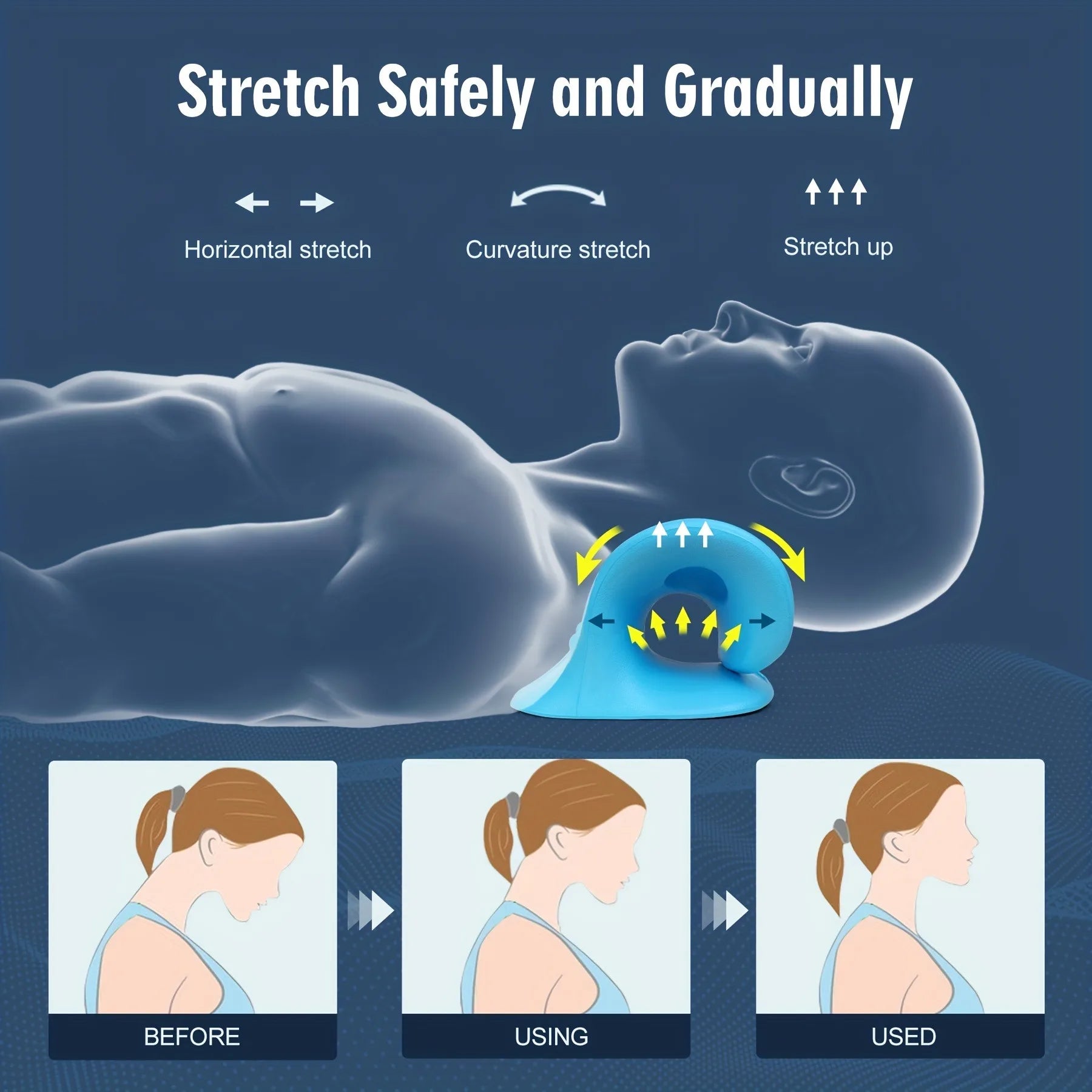 Dispositif de relaxation pour la nuque et les épaules Eva, appareil de traction cervicale en forme de C, pour un meilleur alignement de la colonne vertébrale, oreiller de massage et d'étirement chiropratique