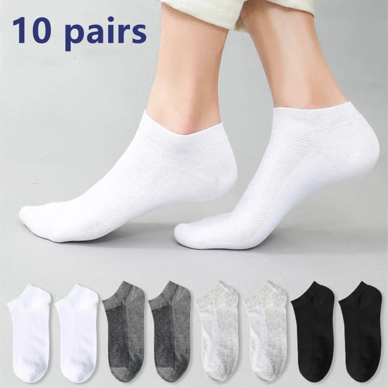 1 paire de chaussettes confortables et respirantes en coton pour hommes, chaussettes d'été pour hommes
