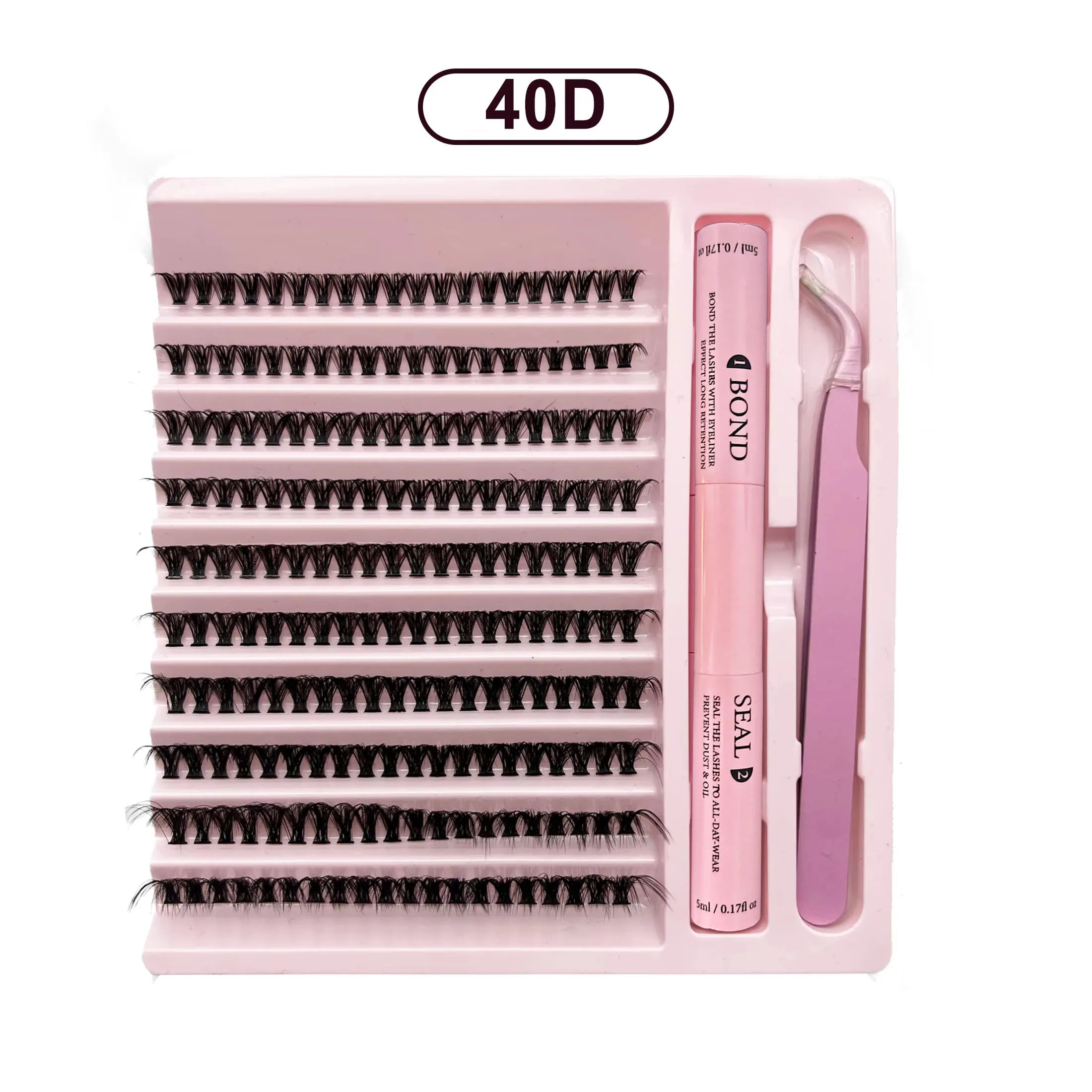 DiY Cluster Lashes Kit 200 Pcs: 8-16mm Mixed, Bond & Seal Glue, Tweezers for Natural Self Application Look