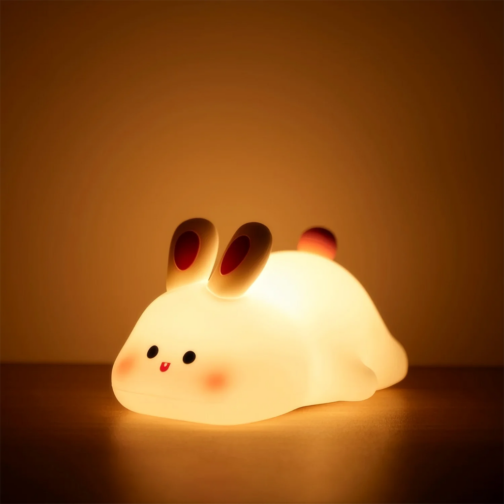 Lampe de nuit mignonne en silicone souple, renard et lapin, veilleuse de chambre d'enfant à intensité variable, rechargeable, avec minuterie et capteur tactile