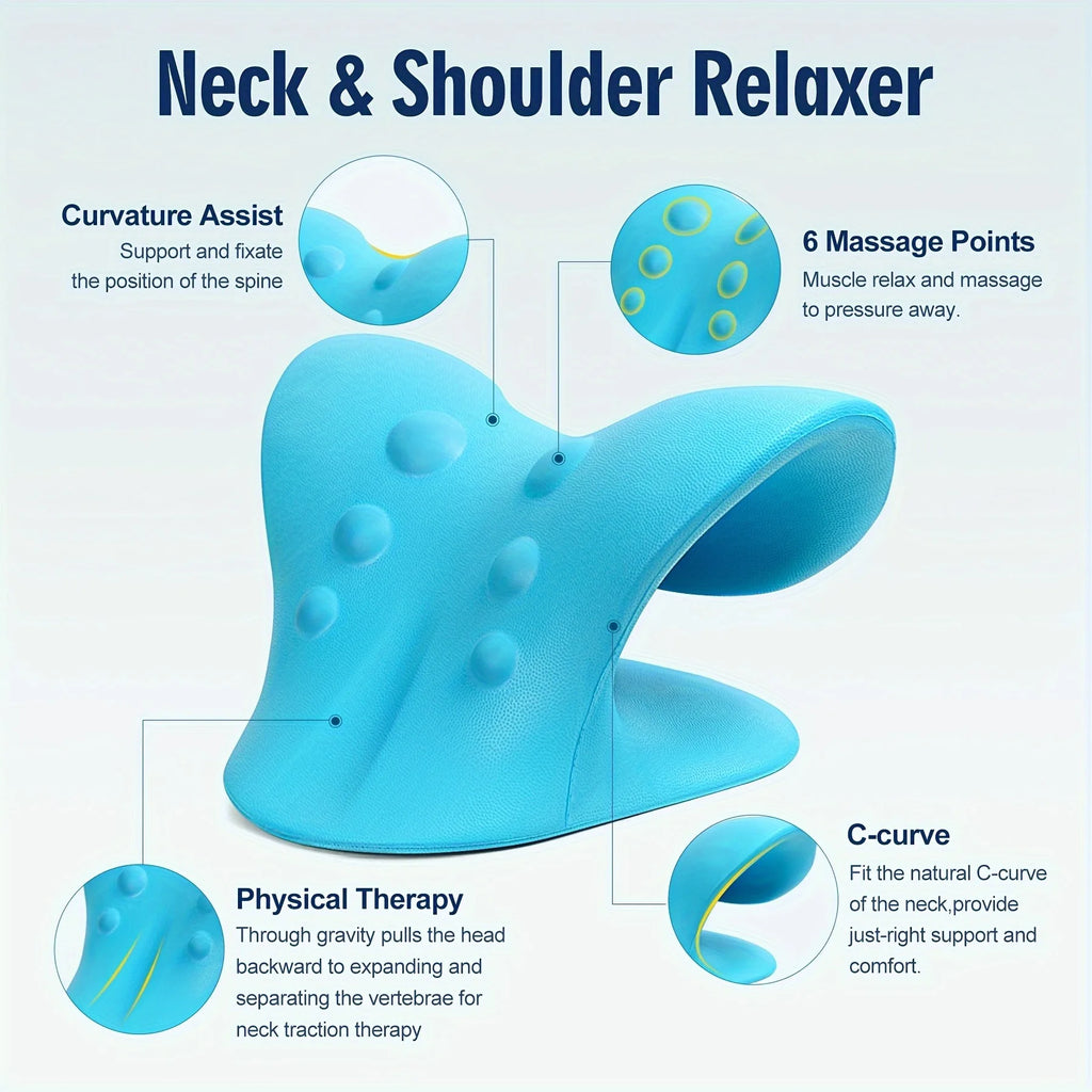 Dispositif de relaxation pour la nuque et les épaules Eva, appareil de traction cervicale en forme de C, pour un meilleur alignement de la colonne vertébrale, oreiller de massage et d'étirement chiropratique