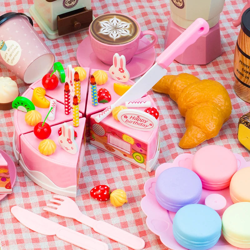 Ensemble de jeu pour enfants : nourriture, thé, cuisine miniature, gâteau à découper, idéal pour les jeux de rôle et les cadeaux d'anniversaire