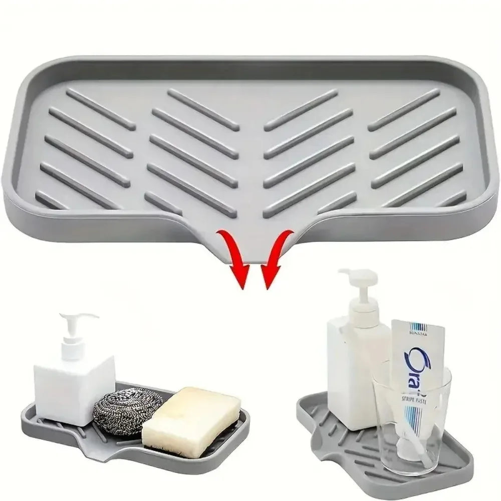Kitchen Sink Sponge Holder Silicone Soap Dish Bar Soap Holder Self Draining Anti-slip Storage Rack Bathroom Kitchen Supplies