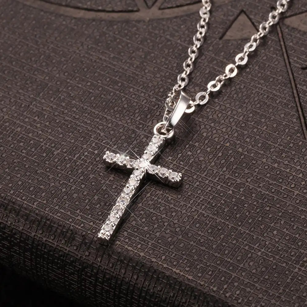Pendentif croix incrustation de strass, colliers réglables pour femmes, couleur unie, pendentif d'été, bijoux pour femmes