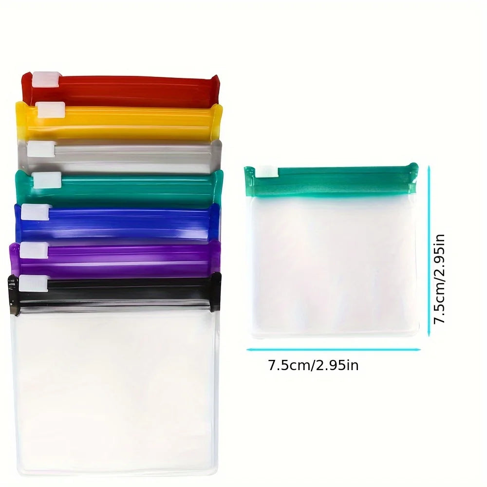 Sacs à pilules 7 pièces, ensemble de pochettes à pilules réutilisables à fermeture éclair, organisateur de médicaments 7 couleurs auto-scellantes, sacs à médicaments translucides Trave