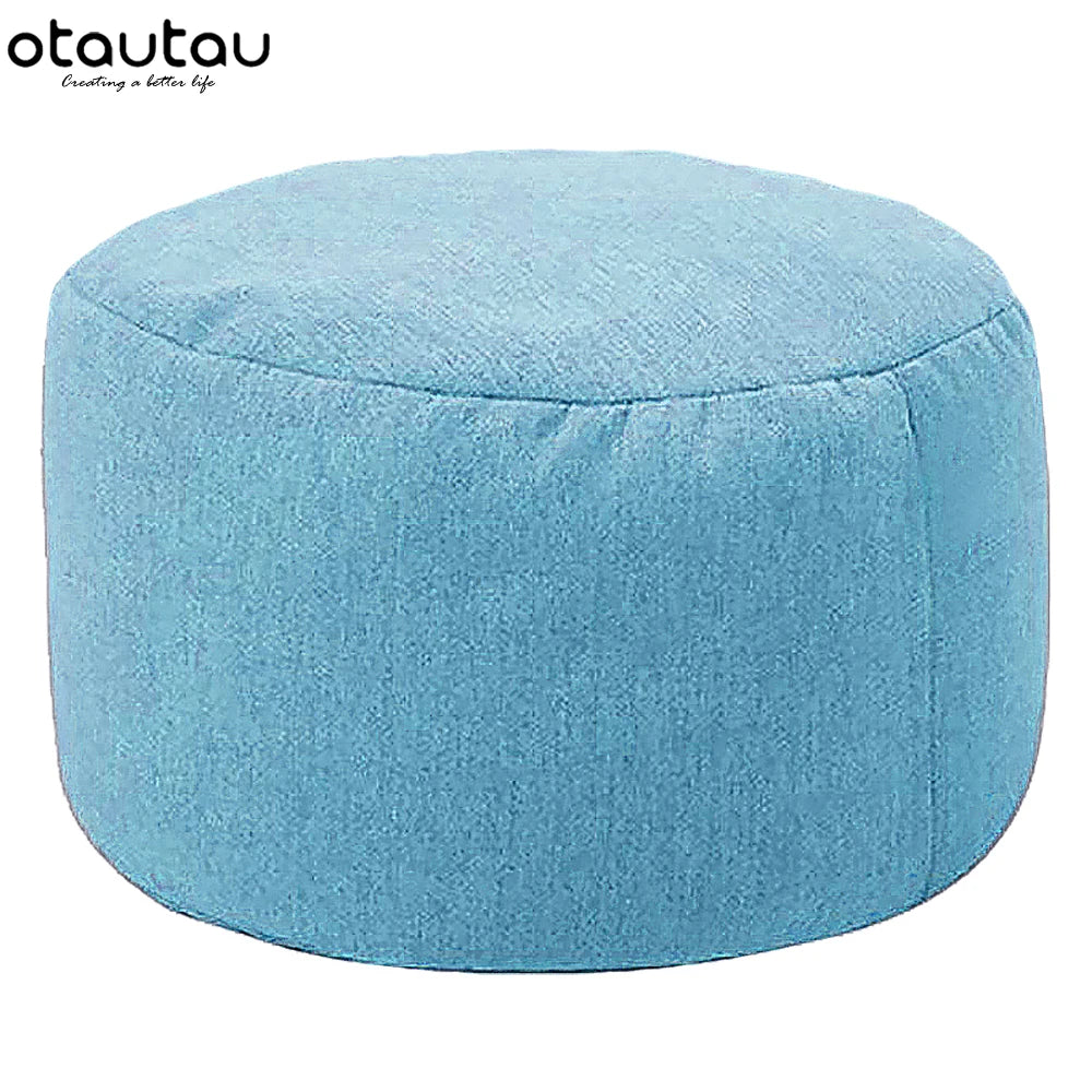 Tabouret rond OTAUTAU D30cm*H20cm, pouf en lin avec garniture, repose-pieds, style tatami/futon, JD001