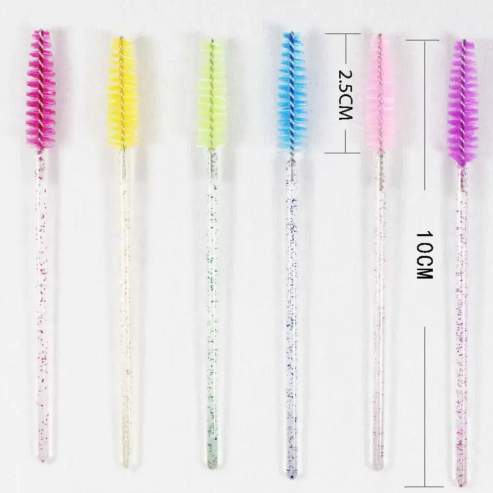 50Pcs Makeup Eyelash Brushes Disposable Crystal Eyebrow brush Diamond Handle Mascara Wand Applicator Lashes Extension Tools