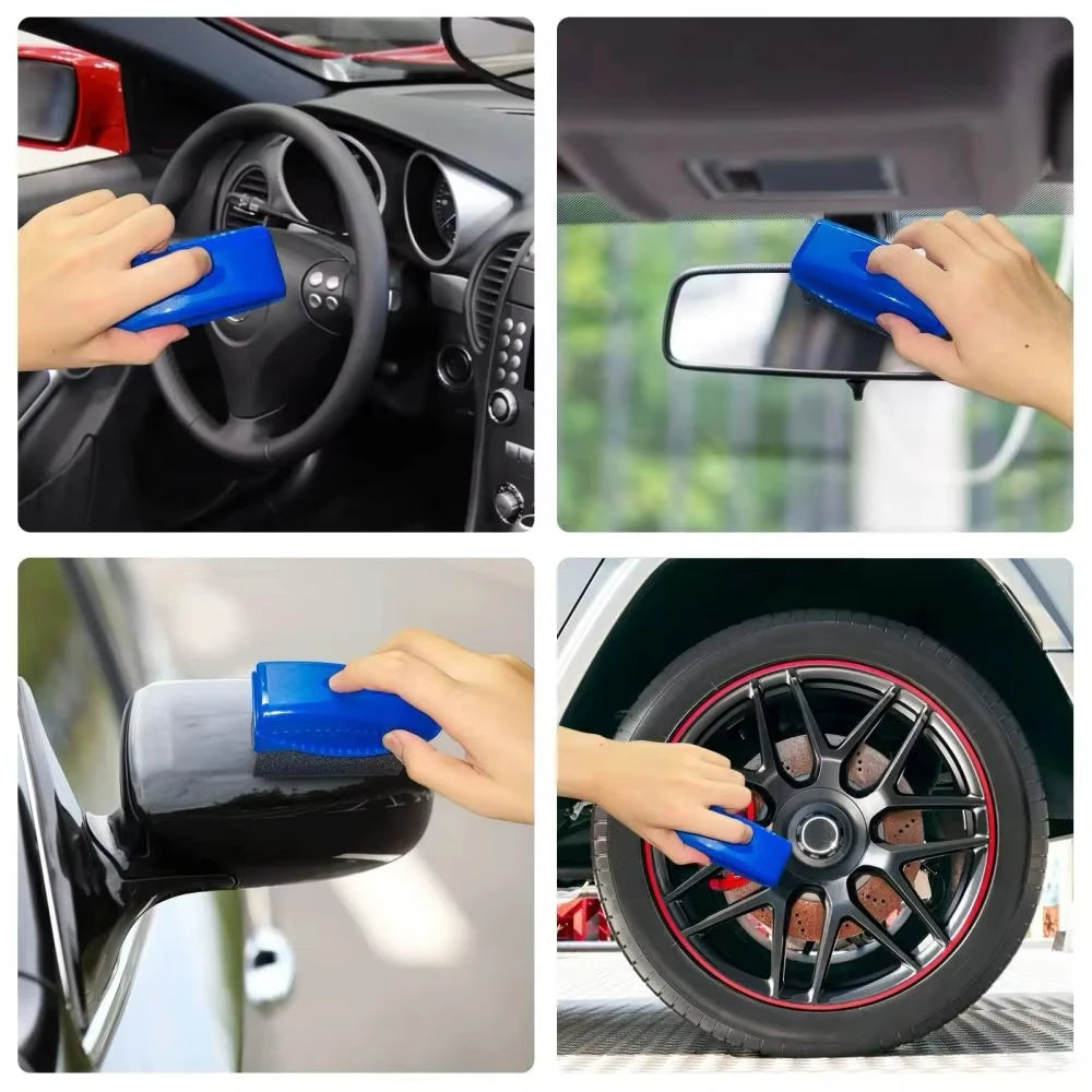 Éponge à cirer avec housse pour le polissage des jantes de voiture et de moto, le lavage et le nettoyage des pneus ABS, l'applicateur de produit pour le contour des pneus et le nettoyage de détail