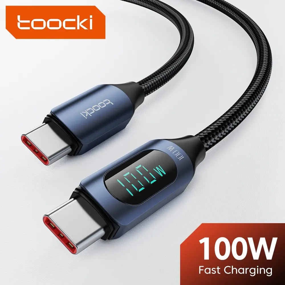 Toocki Type C à Type C câble 100W PD chargeur de charge rapide USB C à USB C câble d'affichage pour Xiaomi POCO F3 Realme Macbook iPad