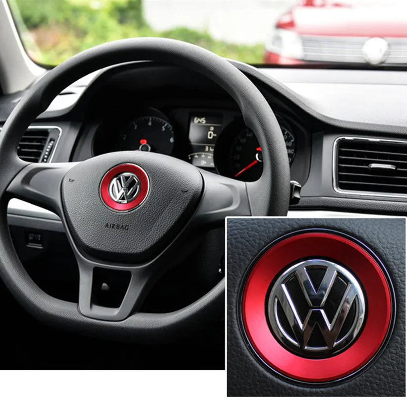 Étui décoratif pour volant Ceyes Car Styling, emblème circulaire, accessoire de style pour Volkswagen VW Golf 4 5 Polo Jetta Mk6