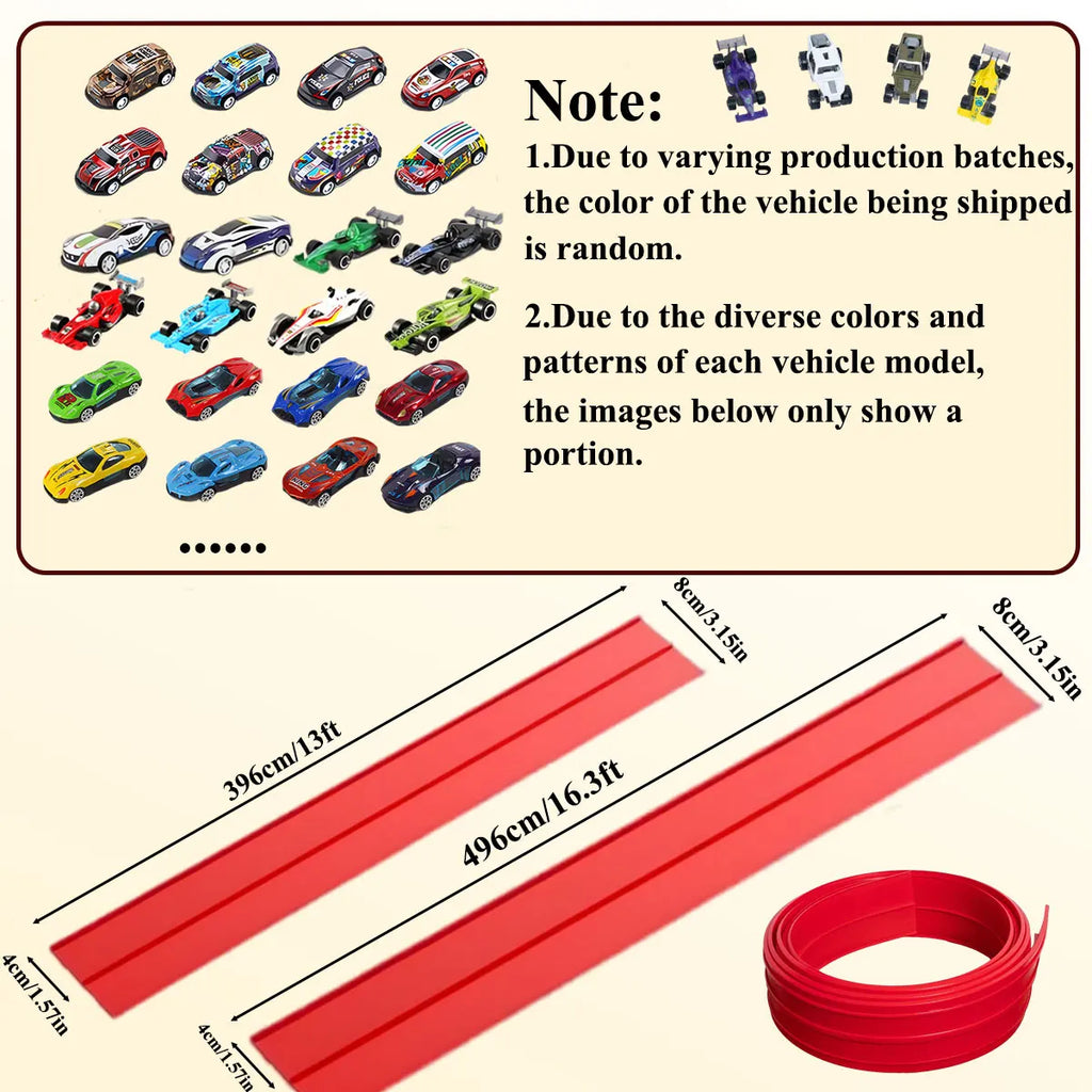 Net Bag 13Ft/16.3Ft Flexible Track Toy & Miniature Car DIY Competitive Rail Vehicle Game Educational Gift for Children Christmas