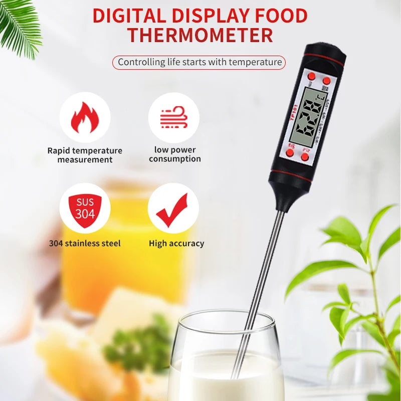 Thermomètre numérique de cuisine pour aliments et pâtisserie, à sonde électronique, avec affichage numérique, pour grillades liquides