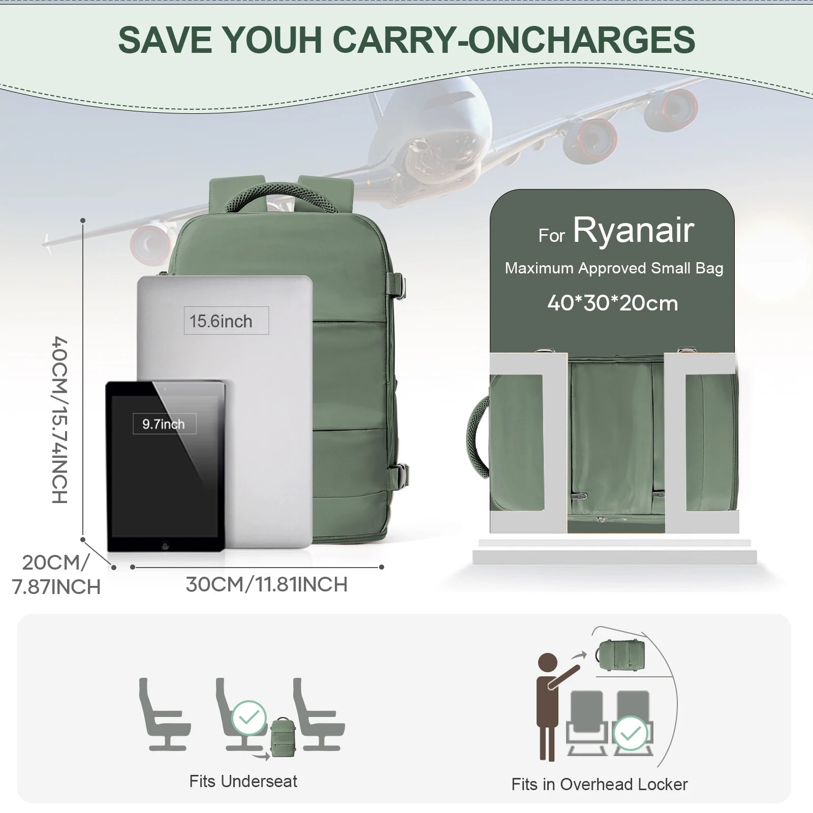 Ryanair sac à dos 40x20x25 sac de cabine sac à dos de voyage pour hommes femmes bagages à main loisirs sac à dos pour ordinateur portable backpack para viaje cabina