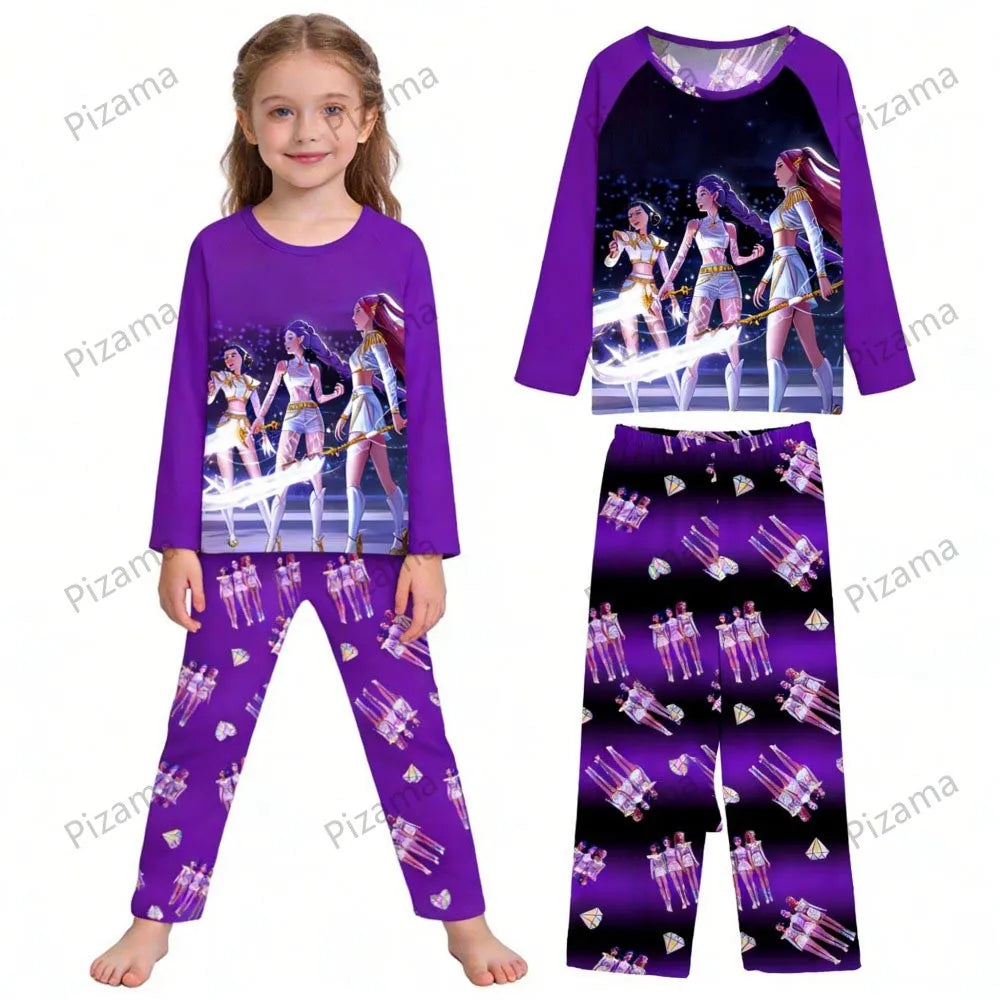 Pyjama K-Pop Chasseurs de Démons, ensemble 2 pièces pour enfants, manches longues et pantalon, collection automne. Convient aux garçons, filles, bébés et adolescents
