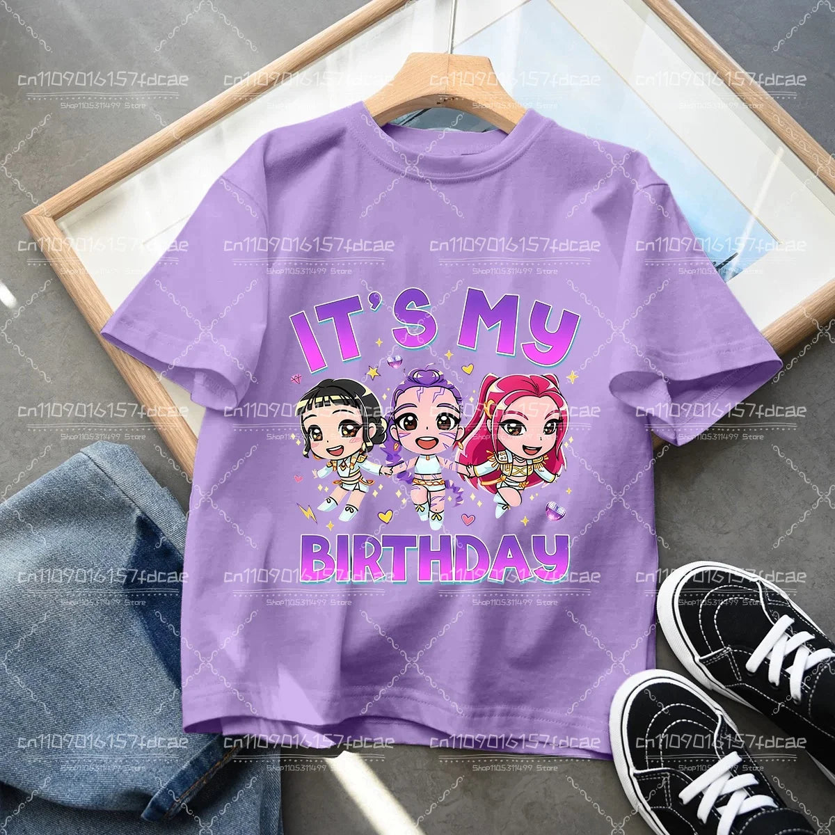 T-shirt Fun Huntrix Kpop Demon Hunters 2026 pour garçons et filles fans, cadeau d'été, col rond, manches courtes, t-shirt tendance pour enfants