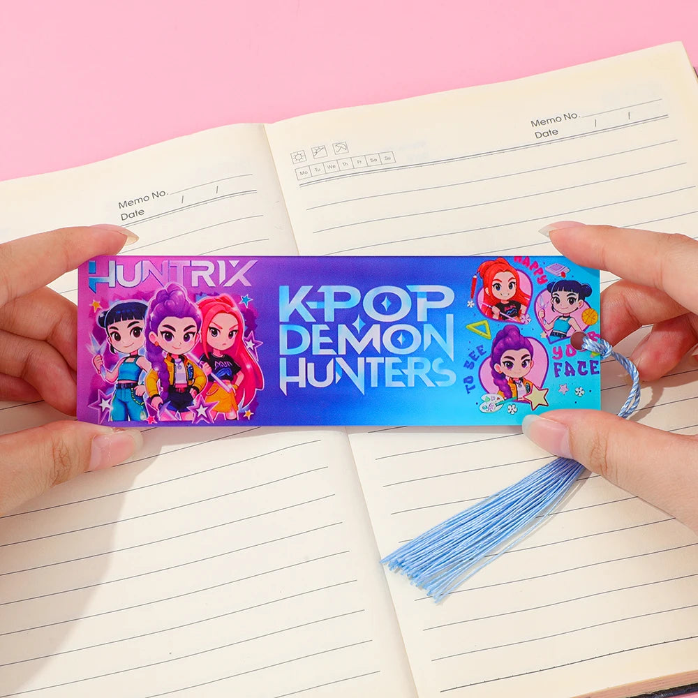 Marque-pages acryliques Kpop Demon Hunters - Accessoire de livre - Fournitures de lecture - Cadeau pour enseignants - Accessoires Kpop Demon Hunter - Papeterie mignonne