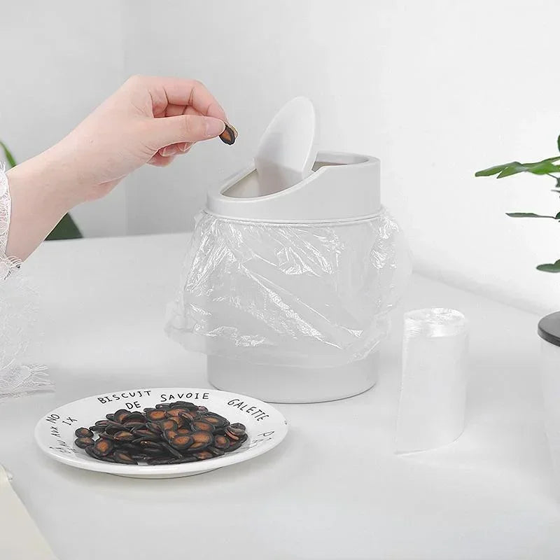 Mini poubelle de bureau tubulaire avec couvercle, idéale pour la chambre, le bureau ou l'espace de travail