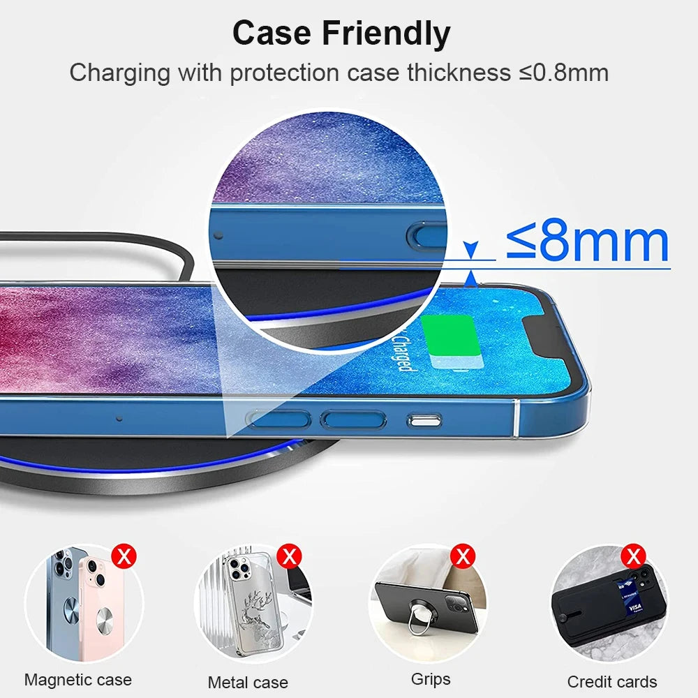 Station de charge rapide par induction pour Samsung S23/S22, Xiaomi et Huawei. Chargeur sans fil 2 en 1 pour iPhone 12-16 Pro Max