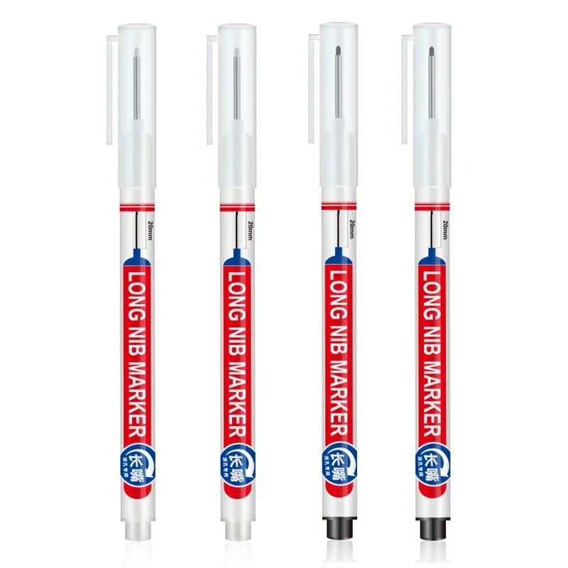 Marqueurs à tête de pointe longue pour stylo perforateur en métal, étanche, salle de bains, décoration du bois, multi-usages, 4 pièces/ensemble 20mm