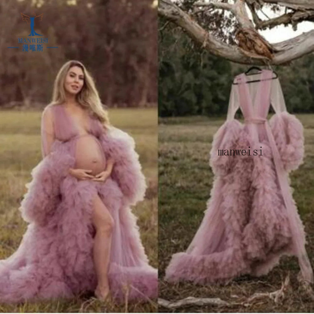 Robes de maternité, peignoirs longs en tulle pour femmes, robes de chambre pour séances photo, anniversaires, robes de mariée sexy et moelleuses, vêtements de nuit pour fêtes, robes sur mesure 2021